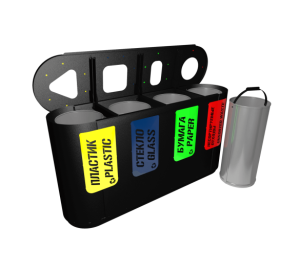 Урна для раздельного сбора мусора Город4 секции (4х38л)